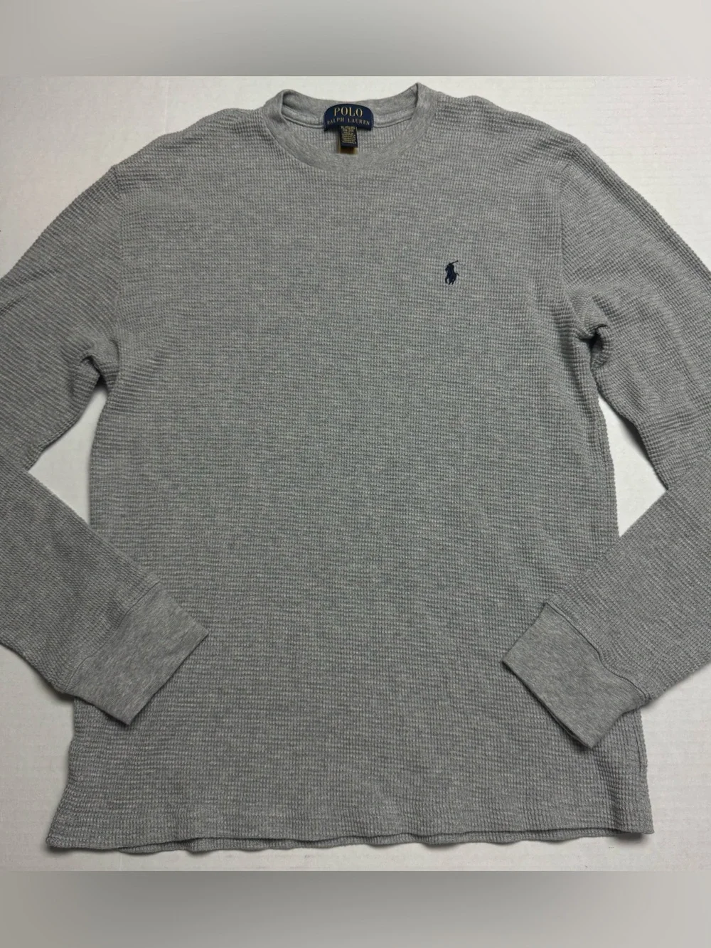 Kids' Polo Ralph Lauren Gray Long Sleeve Waffle Knit T-Shirt Size: XL (18-20)